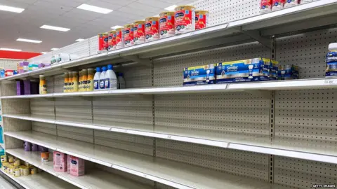 Getty Images Empty shelves of baby formula
