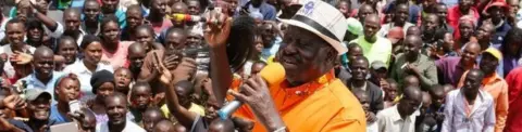 EPA Presidential candidate Raila Odinga addresses thousands of his supporters in Nairobi (29 October 2017)