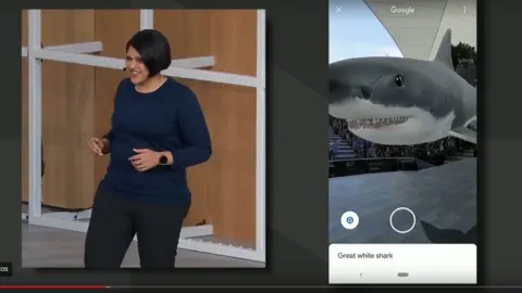 Google AR shark on stage