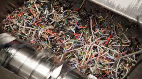 Electrical Waste, Huddersfield At electrical waste reprocessing plants, devices - even wires- can be broken down into their component parts for recycling