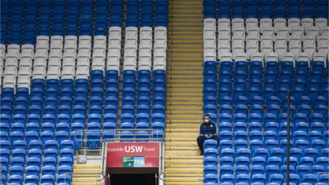 Empty stands at Cardiff City Stadium
