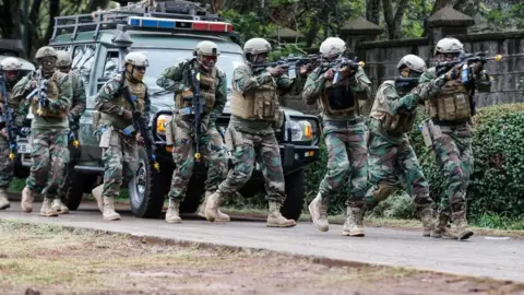 AFP Members of the Kenyan polices General Service Unit (GSU) take part in a joint exercise hosted by the US embassy to build counter-terrorism capabilities, in Nairobi, Kenya, on October 30, 2021.