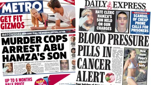 Metro and Daily Express front pages for 04/01/19