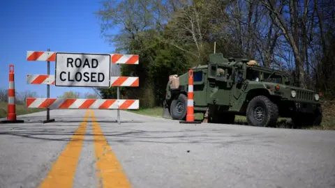 Getty Images A humvee blocking the scene