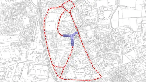 South Kesteven District Council Map showing area where work is taking place