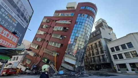 Getty Images A damaged building in Taiwan
