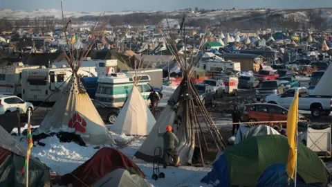 Getty Images Protests over the Dakota Pipeline Access Project on the edge of the Standing Rock Sioux Reservation near Cannon Ball, North Dakota.