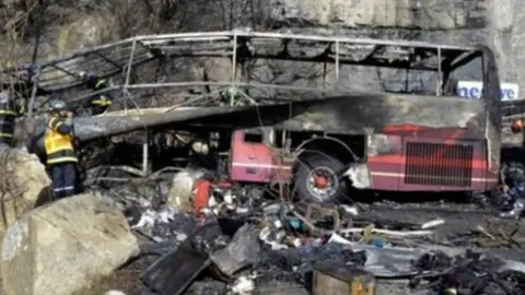 Reuters The remains of the coach