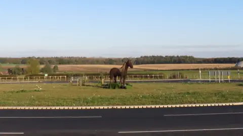 Damian O'Connor War horse sculpture on roundabout