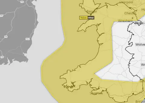 Met Office The area covered by the weather warning