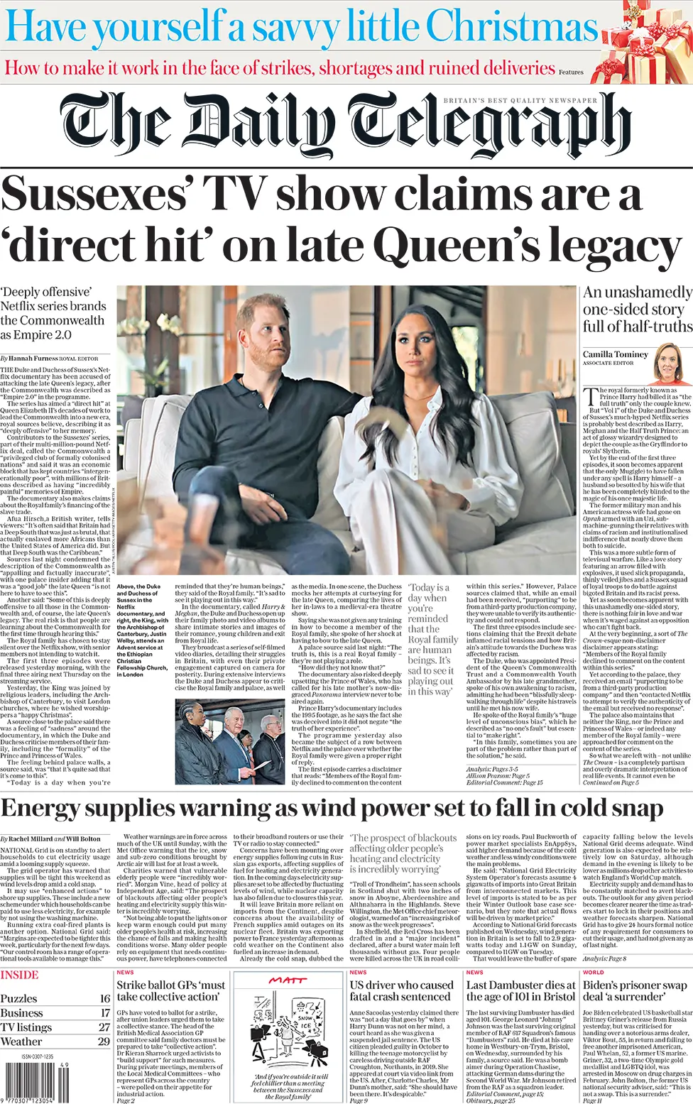 Telegraph front page