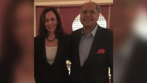 Supplied Ramesh Kapur with Kamala Harris at a fundraiser organised at his home