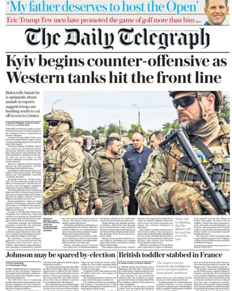 Daily Telegraph front page