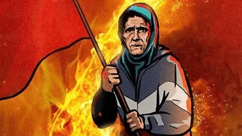 Russian propaganda image of "Babushka"