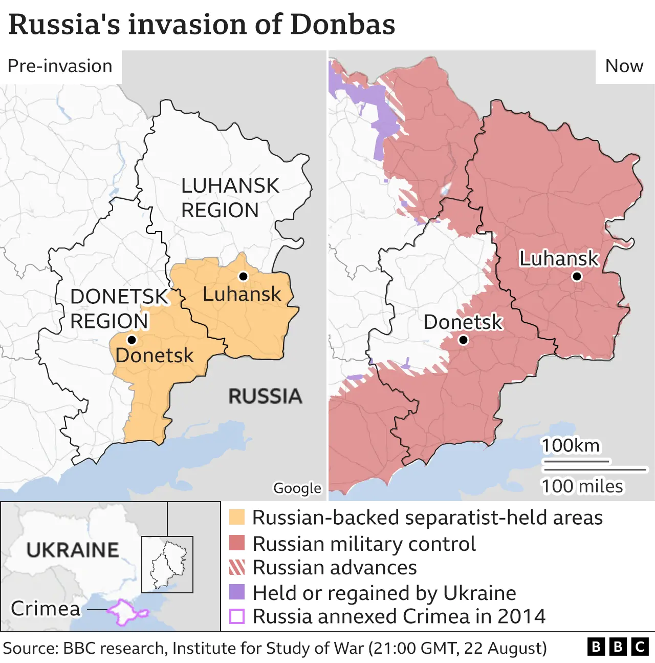 Russian invasion of Donbas map