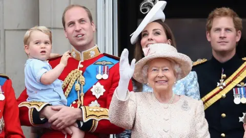 Getty Images Prince George with Prince William and the Queen at the Trooping of the Colour in 2015