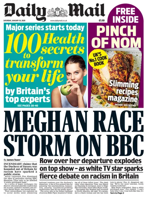 Daily Mail front page 18/01/20
