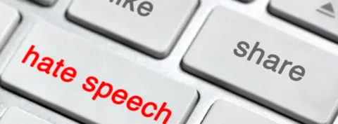 Getty Images Words "hate speech" highlighted on a keyboard