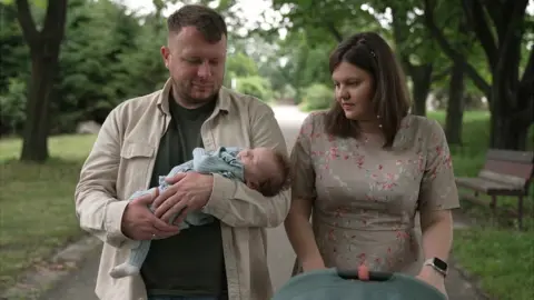 Ivan Iermakov/BBC Maria, Kostia and baby