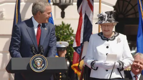 Getty Images President George W Bush and the Queen at the White House in 2007