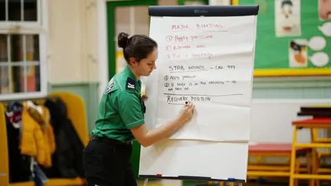 St John Ambulance Training being given by a St John Ambulance staff member