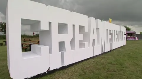 BBC Creamfields sign at music festival