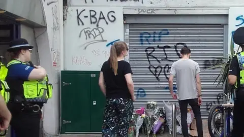 Tributes outside Loughborough Junction station