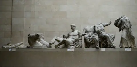 Reuters Elgin Marbles from the East Pediment of the Parthenon. These sculptures are part of The Parthenon Marbles, a collection of stone objects, inscriptions and sculptures, also known as the Elgin Marbles, on display at the British Museum in London