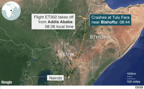 BBC Map showing the location of the crash