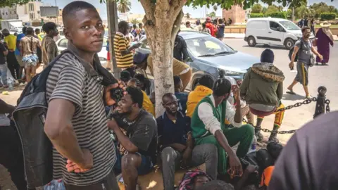 Claire Press/BBC Migrants in Sfax