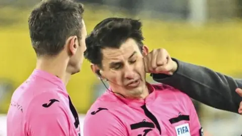 Referee Halil Umut Meler was hit by MKE Ankaragucu president Faruk Koca