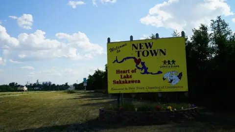 BBC Signage for New Town on Fort Berthold Reservation