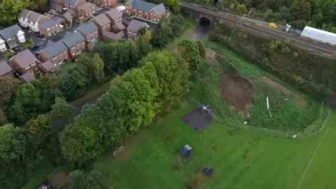 BBC The fenced off area