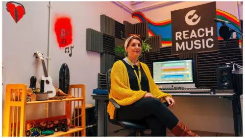 Barnardo's Lizz Bennett in the music studio