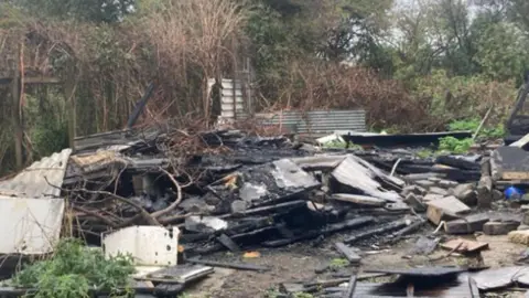 BBC Burned out allotment damage