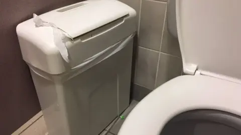BBC Sanitary bin in toilet