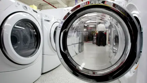 Getty Images Clothes dryers displayed in an appliance store