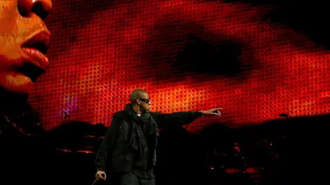 Getty Images Jay-Z on stage at Glastonbury