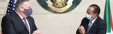 Getty Images US Secretary of State Mike Pompeo meets Sudan's Prime Minister Abdalla Hamdok in Khartoum, Sudan - 25 August 2020