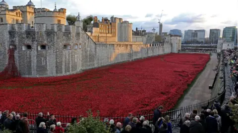 PA Media Thousands of people queue to see Blood Swept Lands and Seas of Red at the Tower of London