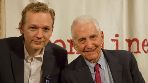 Getty Images Julian Assange, founder of Wikileaks, meets with Daniel Ellsberg