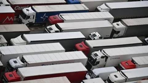 Getty Images Lorries queue at Dover