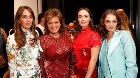 Getty Images Left to right: Lady Alice Manners, Emma Manners, Duchess of Rutland, Lady Eliza Manners and Lady Violet Manners attend the Tod's Sloane Apartment Boutique cocktail party on 15 September 2018 in London