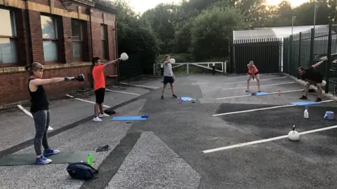 Seven Movement Outdoor gym class in the car park of Seven Movement gym