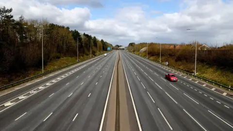 PA Media Picture of a stretch of the M1 near Nottingham - taken on 29 March