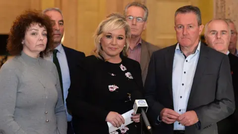 Pacemaker Michelle O'Neill and her Sinn Féin colleagues