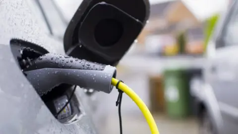 Getty Images An electric car being charged