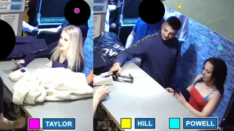 CPS Tia Taylor, Jake Hill and Chelsea Powell entering the Eclipse nightclub