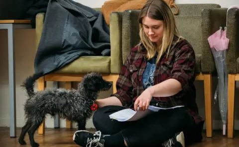 Von Fox Promotions Rebecca Glendenning-Laycock and a dog during rehearsals