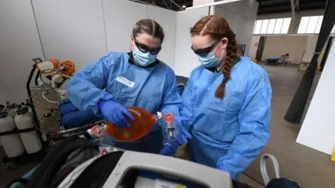 EPA Health workers at pop-up hospital in Melbourne - 7 July